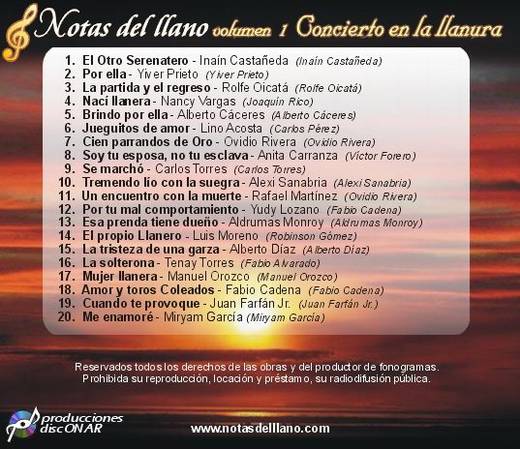 Notas del llano - contracaratula